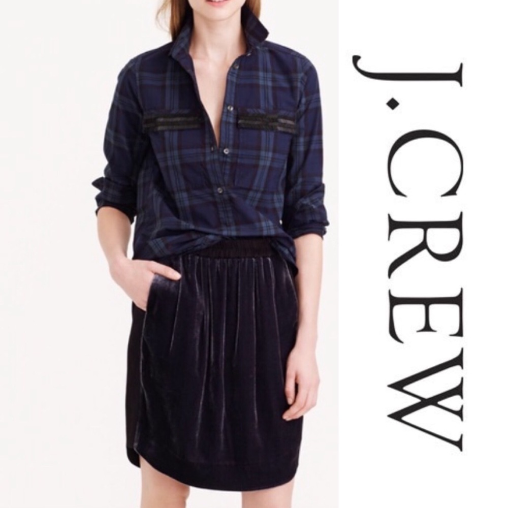 J. Crew velvet pull on skirt navy pockets XS - Picture 1 of 7